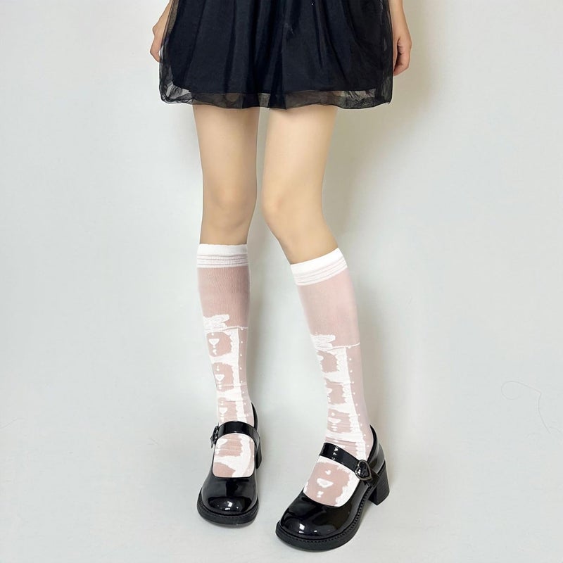 Benefeet Sox Womens Lace Knee High Socks Girls Sheer Mesh Knee High Stockings Cute Fishnet Lolita Calf Sock - Image 5